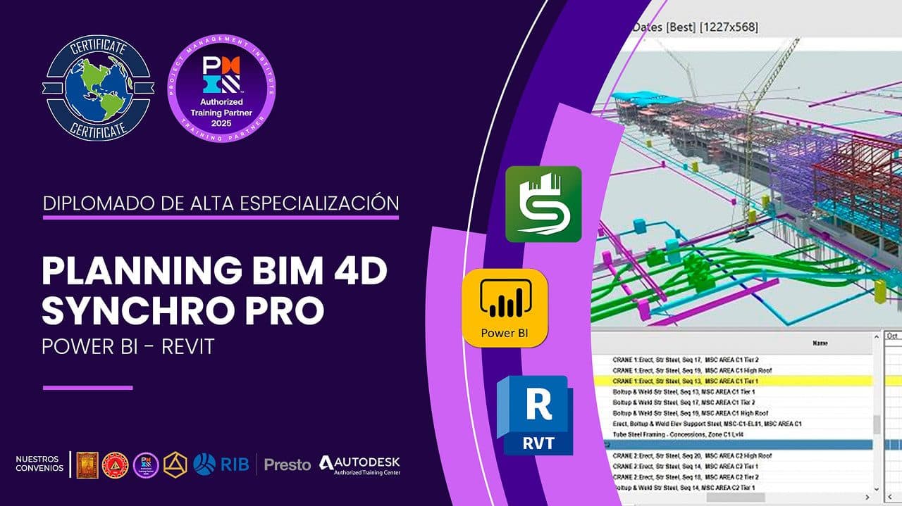 DIPLOMADO INTERNACIONAL DE ALTA ESPECIALIZACIÓN PLANNING BIM 4D SYNCHRO PRO POWER BI - REVIT
