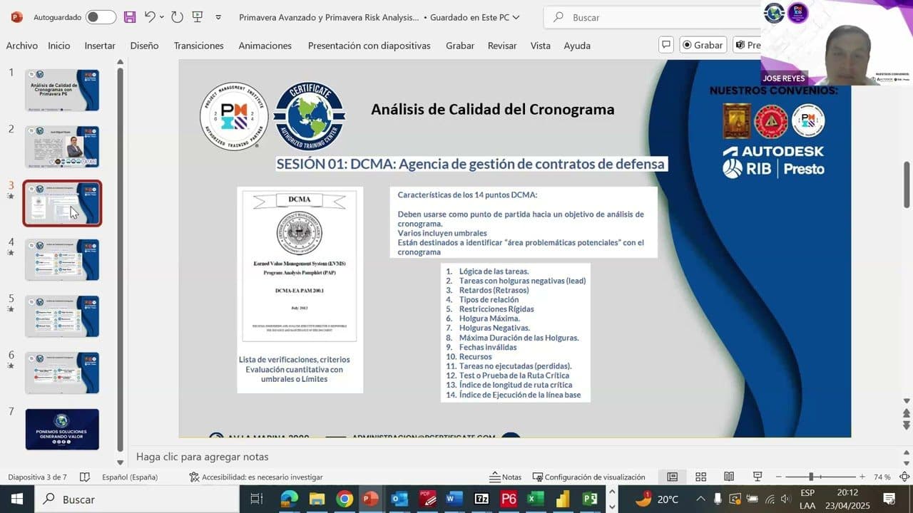 Análisis de Calidad del Cronograma con Primavera P6