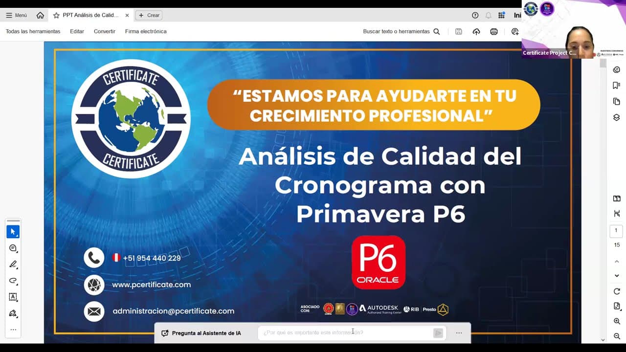 Análisis de Calidad del Cronograma con Primavera P6 105
