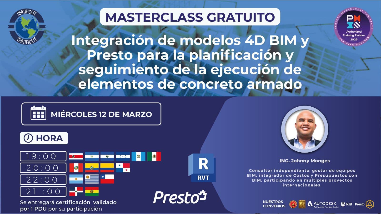 Integración de modelos 4D BIM y Presto para la planificación y seguimiento de la ejecución de elementos de concreto armado