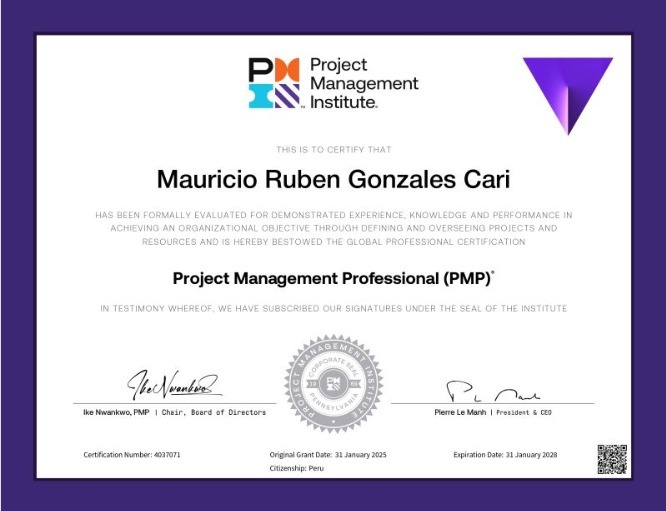 Mauricio Ruben Gonzales Cari, PMP®